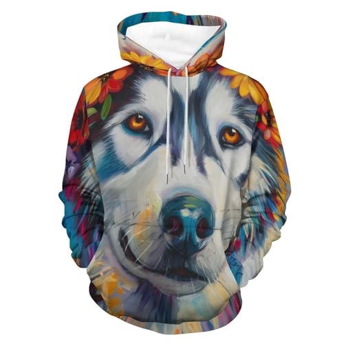 Sweatshirt à capuche Husky pour homme pullover manches longues femme S