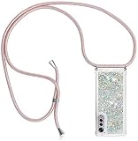 PekaTech Custodia per Cellulare con Corda per LG Velvet 4G/5G/ LG G9 Case, Liquido Sabbie Mobili Bumper TPU Cover con Collana Practical Stylish/Necklace Cordoncino Cordino Tracolla, Argento
