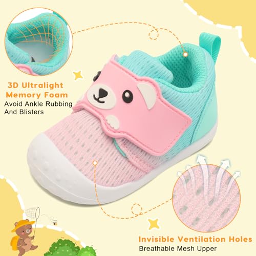 Image of FEETCITY Baby Walking Shoes Wide Baby Shoes Boys Girls Infant Sneakers Crib Shoes Breathable Toddler Barefoot Shoes Slip On Shoes