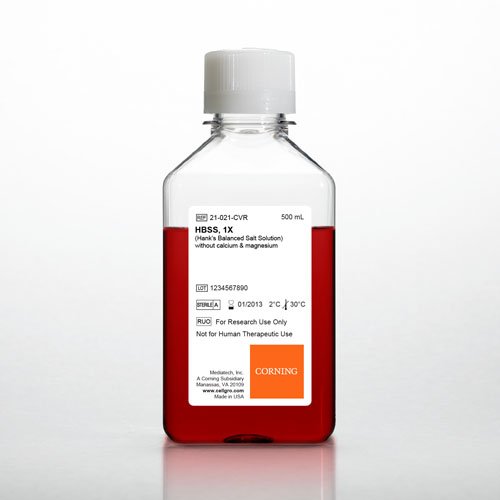 MEDIA - HBSS (Hank's Balanced Salt Solution)- 1x w/out cal cium and magnesium - 6 x 500 mL, CS