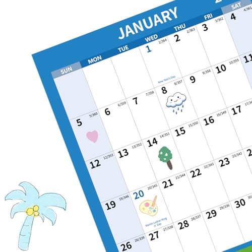 Kuraoyan Calendário de parede 2025 de 88 cm x 58 cm, grande, vertical, anual, para pendurar na pared