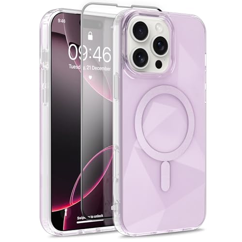 Image of Magnetic Case for iPhone 16 Pro Max [Compatible with Magsafe] [Anti-Yellowing] [1 Screen Protector] Shockproof Slim Iridescent Sparkly Case for iPhone 16 Pro Max 6.9 inch 2024, Pink
