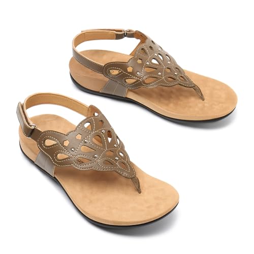 Image of Athlefit Orthopedic Sandals for Women Summer Adjustable Orthotic Thong Sandals with Arch Support