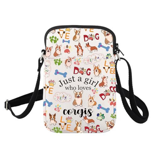 FUSTMW Corgi Crossbody Bag Corgi Gifts for Corgi Lovers Cell Phone Purse Corgi Owner Gift Cute Corgi Print Crossbody Pouch