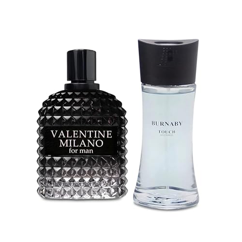 Image of AFLUXE 2PCS Valentine Milano /Burnaby Touch Eau De Toilette for Men-Fresh,Romantic Scent Perfume for Men 3.4 Fl Oz Each Mens Cologne For All Skin Daily Used