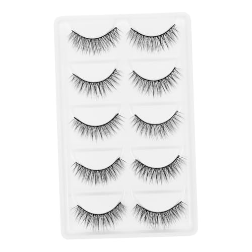 WRITWAA 5 Pares Pestañas postizas Pestañas falsas pestañas gruesas pestañas de pelo de pestañas cruzadas pestañas voluminosas herramienta de maquillaje fibra artificial Black