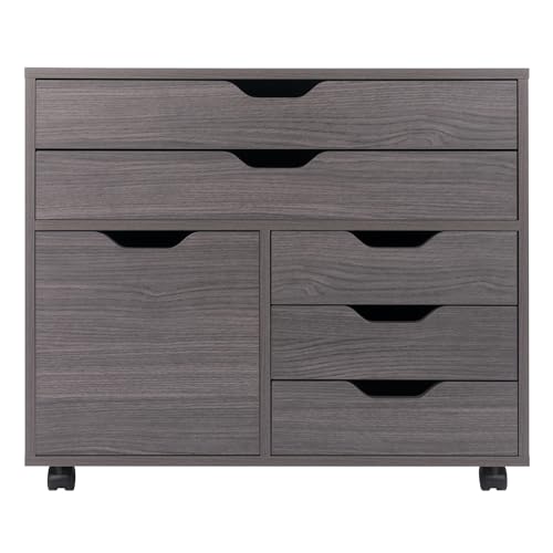 Image of Winsome Halifax Mobile Storage Cabinet with Doors & Drawers, Stylish & Functional Home Storage Cabinet for Filing, Kitchen Organization, Moveable Furniture for Office, Dorms, Apartments