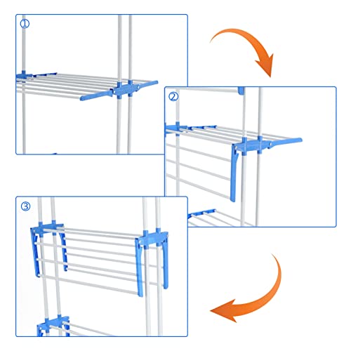 Shoze 3-Tier Folding Clothes Drying Rack with Four Wheels - Versatile Indoor Laundry Hanger for Home and Garden - Image 4