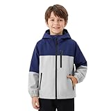 Baogaier Garçon Manteau Imperméables Veste de Pluie Enfant Léger et Coupe vent Blouson à Capuche Respirant Manteaux Mi saison Printemps Automne Vêtement pour 13 ans, Bleu marine