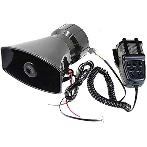 Viping 7 Tone Sound Car Siren Megaphone Vehicle Horn 12V 80W with Mic PA Speaker System Emergency Sound Amplifier Auto Siren Emergency Sounds Electric Horn Hooter Ambulance Siren Traffic Sound Cover