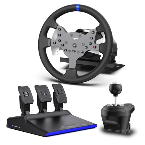 PXN V99 Gaming Racing Wheel, Driving Force Feedback Steering Wheel with Pedals and Shifter - 3.2NM, 270°&900°, 11.8 inch, 4 Paddle Shifters, Tools APP - Racing Wheel for PC, Xbox Series X|S, X and PS4