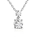 Produktbild BlingGem Damen Kette aus Kupfer plattiert Platinum mit 2 Rundschliff Zirkonia Halskette Einstellbar
