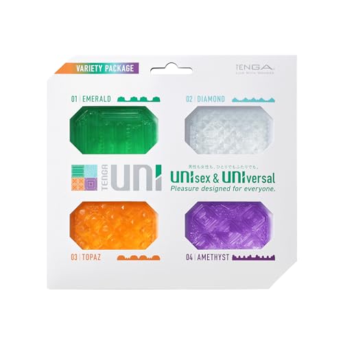TENGA UNI Variety Pack, Dehnbares Unisex Sexspielzeug mit erregender Textur, Einweg Masturbator für Sie und für Ihn (1x4 Stück)