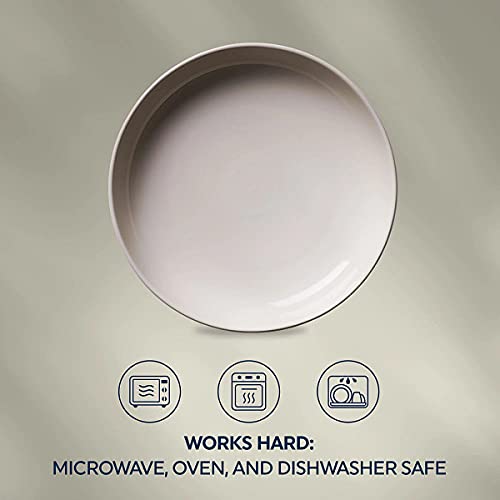 Corelle Stoneware 4-Pc Meal Bowl Set, Handcrafted Artisanal Double Bead Cereal Bowls, Solid Glaze Stoneware, 8-1/2-Inch Pasta Bowl Set, Oatmeal #TOP3