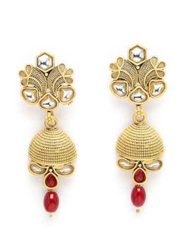 Image of Adiva Stylish Traditional Gold-Plated Kundan Stone Studded & Pearls Handcrafted Necklace with Earrings Jewellery Set for Women & Girls