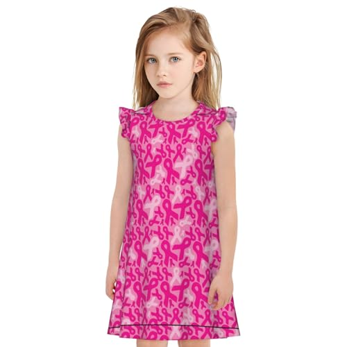 Augenstern Flutter Sleeve Nightgown Breast-Cancer-Ribbons Soft Sleepwear Nightdress4