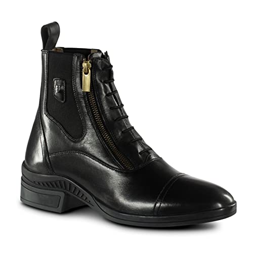 Horze Highgate Women's Equestrian Leather Paddock Boots With Grippy Soles - Black - 7.5 #TOP7