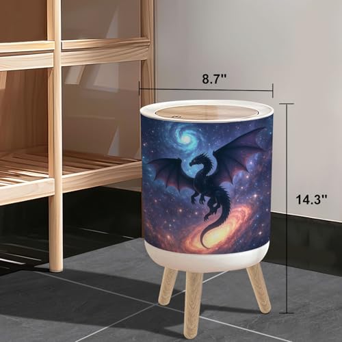 Caneca de Basura Pequeña con Tapa y Patas de Madera miniatura 3