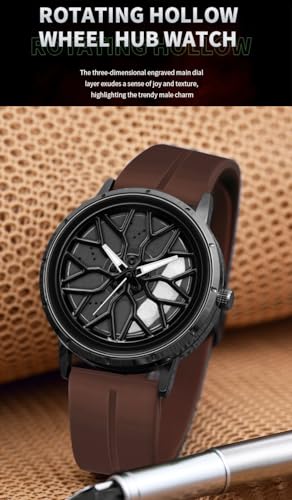 Image of Shocknshop RevolveX Rotating Hollow Wheel Hub Creative Fashion Analog Silicone Magnetic Strap Wrist Watch for Men Boys -WCH368