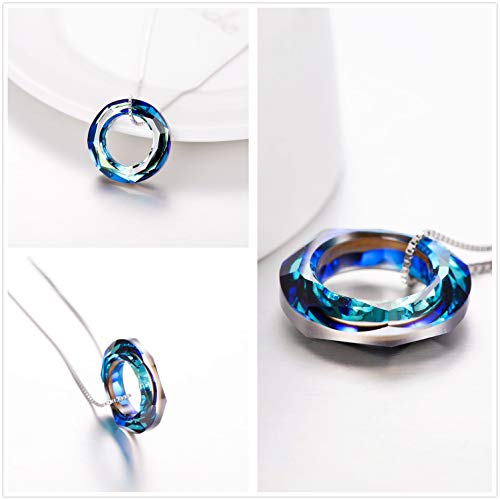 AOBOCO Circle Crystal Necklace 925 Sterling Silver Crystal Pendant Necklace for Women with Austrian Crystals Jewelry for Women Christmas Birthday Holiday Gifts2
