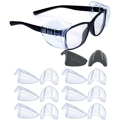 7 Pairs Safety Glasses Side Shields,Slip on Side Shields,Fits Small to Medium Eyeglasses Frames(6 Pairs Clear and 1 Pair Transparent Black)