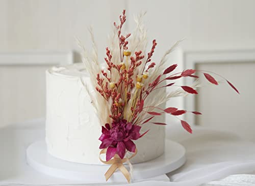 Purple Pampas Grass Dried Flowers Boho Pampas Dried Cake Topper miniatura 4