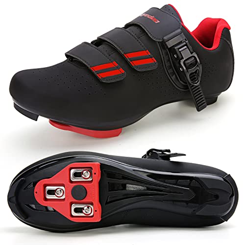 Image of Mens Womens Cycling Shoes Compatible with Pelaton Bike Shoes Road Bike Shoes Riding Bicycle Pre-Installed with Delta Cleats Clip Indoor Outdoor Pedal
