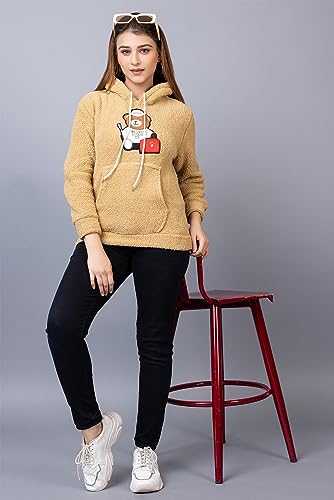 Image of Wear lusso Women Wool Blend Hooded Neck Sweatshirt with Hoodies | Full Sleeves Women's Winter Wear | Warm & Stylish Hoodie