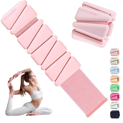 Image of BECOJADDE Ankle Weights for Women Wrist Weights Set of 2 (1 lb /2 lb Each) Adjustable Arm Leg Weight for Womens Men Suitable for Walking Swimming Running Pilates Yoga Gym