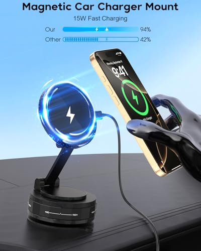 Support magnétique de voiture réglable à 360° pour iPhone et surface lisse - 2