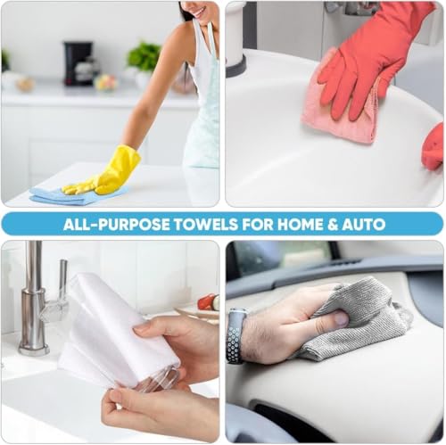Image of Microfiber Cleaning Cloth Roll 25x25CM - Reusable Tear-Away Towels Washable Super Absorbent Lint Free Cleaning Rags for Kitchen, Car, Garage and Home (Multicolor 2 Roll, 50 Pack)