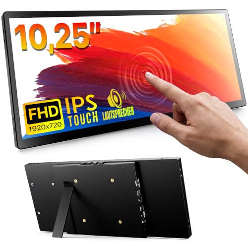 ROADOM 10,25" Mini Touchscreen Monitor, 1920x720 Ultra-Wide Bar USB-C HDMI – Ansicht 1
