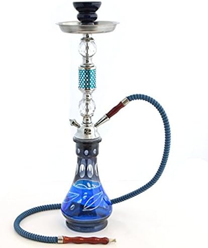 GStar Convertible Series: 18" 1 or 2 Hose Hookah Complete Set - Modern Art Glass Vase (Soothing Blue)