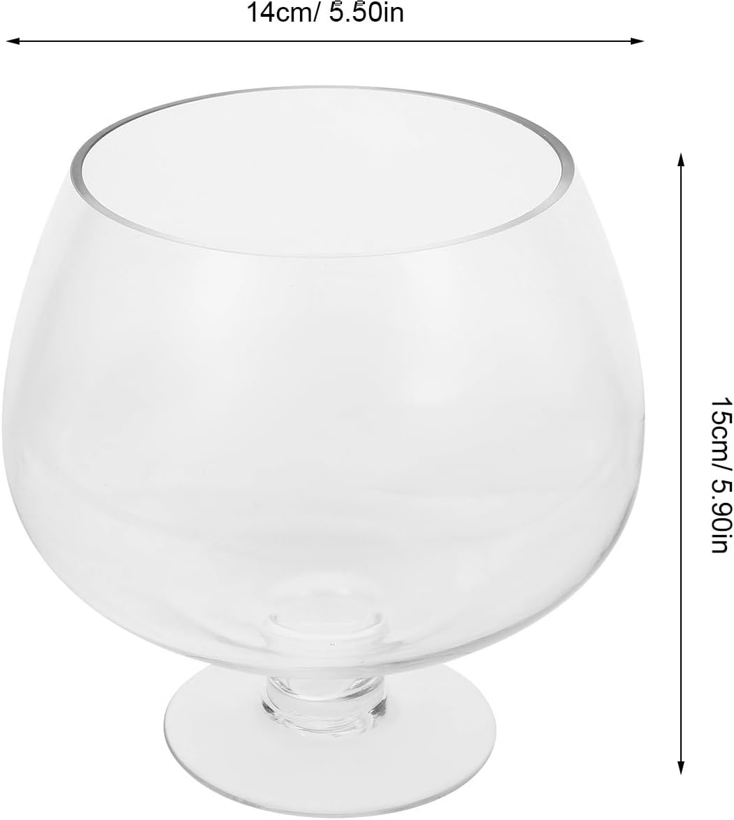 Ml Round Glass Fish Bowl for Betta Fish and Goldfish | Viewing, Easy Cleaning and Simple Maintenance, Elegant Wine Bowl Shape for Workspace or Office Display