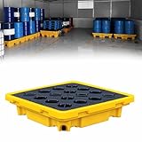 Heavy-Duty Spill Containment Platform with Forklift Slots & Drain Modular Anti-Slip Leakproof Large Plastic Tray for Industrial Use(130x68x15cm)