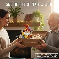 GoGnome Peace Sign Garden Gnome Figurine Outdoor Statue, Funny Guitar Playing Dwarf Rock Music Decor - 6‘’ Resin Lawn Ornament, Unique Housewarming Gift for Music Lovers & Gardeners (Red) — image 4