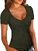 Zeagoo Women's Cross-front V Neck Pullover T-Shirt Ruched Blouse