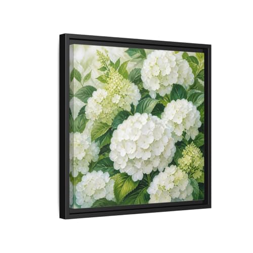 Tableau botanique hortensias blancs grand format pour habiller un grand mur vide