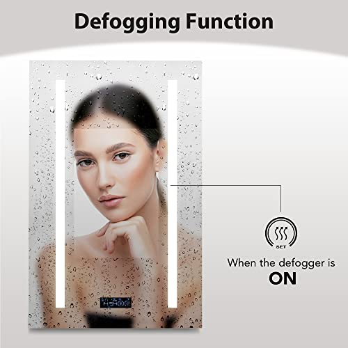 Bathlink Led Medicine Cabinet Mirror For Bathroom, Lighted Medicine Cabinet With Clock, Lighted Medicine Cabinets For Bathroom With Mirror, 16"×26"×5", Defog, Adjustable Light, Right Hinge #TOP4