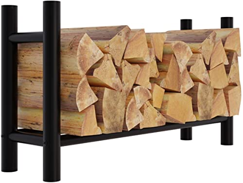 CLP Leñero De Acero Medya En Look Industrial I Soporte para Troncos De Madera De 4 Patas Cuadradas o Cilíndricas, Tamaño:30x100x60 cm, Forma:Ronda