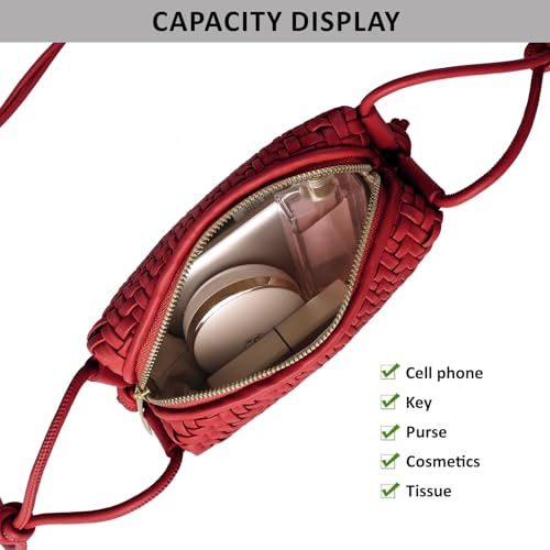 Image of Woven Crossbody Bag for Women,Small Handbag Cute Purse Vegan Leather Handmade Shoulderbag, Summer Tote Bag with Strap