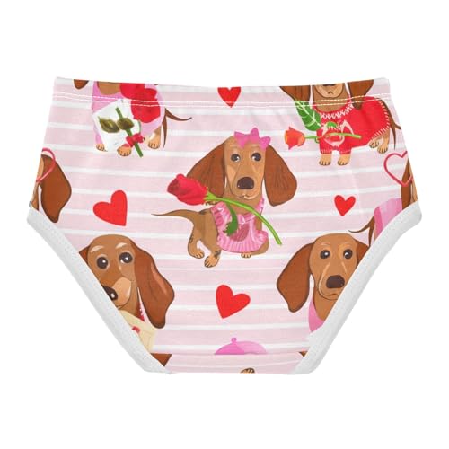 Cotton Girls Underwear Toddler Cute Dachshund Dogs Valentines Pink Panties Little Girl Animal Undies Kids Briefs 2t2