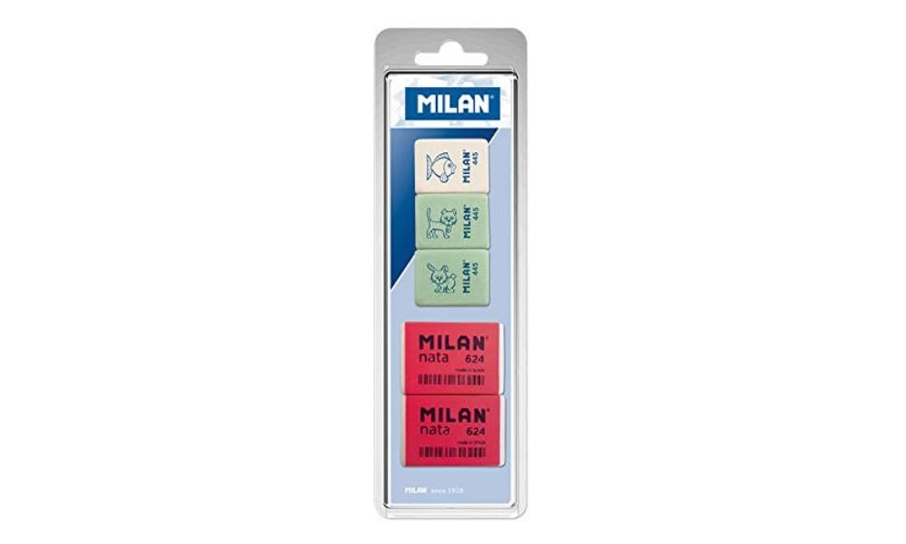 MILAN BVM10046 - Pack de 5 gomas de borrar