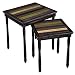 VASAGLE Nesting End Tables with Colorful Storage Tabletop, Pair of 2 Coffee Tables with Solid Wood Legs, Assembly Without Tools, Side Table for Living Room, Country Brown ULNT01GL