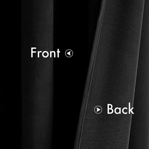 Woaboy Velvet Curtains 90 Drop Black Curtain for Living Room Thermal Blackout for Bedroom Luxury Eyelet Drapes Super Soft Window Treatment Insulated Soundproof & Room Darkening W 90 x L 90 2 Panels - Image 4