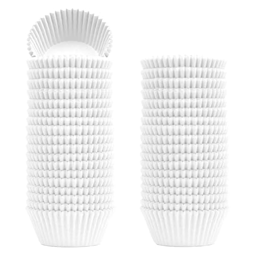 1000 Counts Heavy Duty Standard White Cupcake Liners Paper Cupcake Wrappers Bulk Cup Cake Cases 2 inches Baking Paper Cups for Baking Candy Cooking (White, 2 inches)