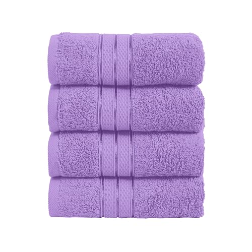 Image of Elegant Comfort Three Line Popcorn Towel Set for Bathroom 16 x 28 inches, Premium Hotel Quality 4-Pack Hand Towels, 100% Turkish Cotton, Soft and Durable, Quick Dry and Highly Absorbent, Lavender