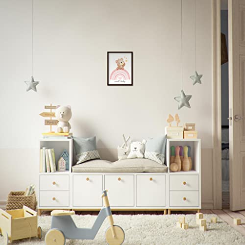 Art mural enfant Sweet Teddy Rainbow, cadeau de naissance idéal