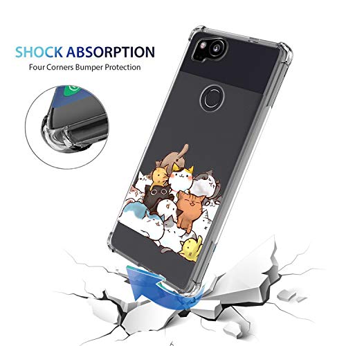 Google Pixel 2 Case For Girls Women Clear With Cat Design Shockproof Bumper Protective Cell Phone Back Cover For Google Pixel 2 Flexible Slim Fit Soft Rubber Gel Funny Cute Kitten Young Girly Case #TOP2