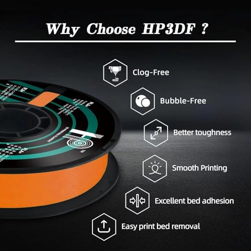 Image of HP3DF Glow in The Dark PLA Filament, 3D Printer Filament, PLA Filament 1.75mm Dimensional Accuracy + /- 0.02mm, 1KG Spool (2.2 lbs), Fit Most FDM Printer (Glow Orange)